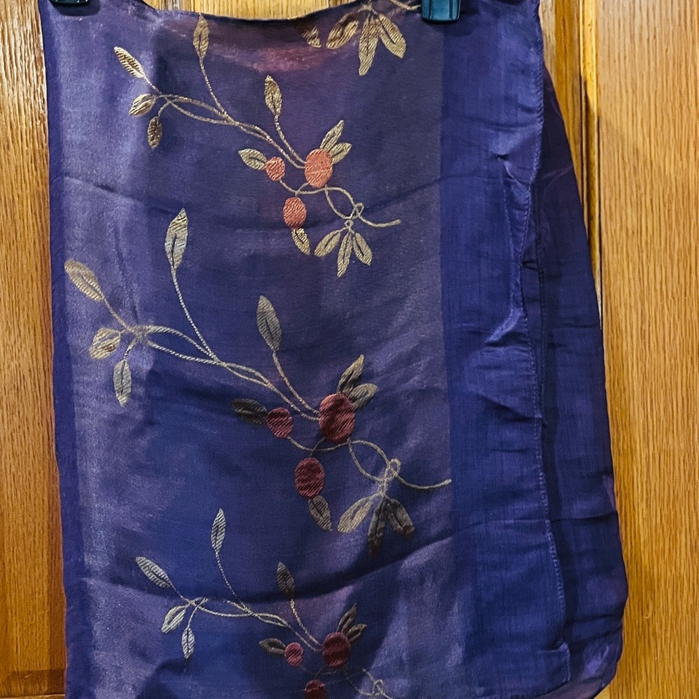 Embroidered Blue Scarf - Picture 4 of 6
